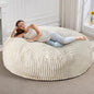 Hobestluk 6ft Bean Bag Chairs for Adults Large Beanbag Chair with Stripe Plush Cover Big Bean Bag Chair for Living Room Bedroom Dorm Office - White (70" x 70" x 15")