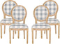 Christopher Knight Home Phinnaeus Dining Chair Set, Set of 4, Wood, Dark Blue Plaid + Light Beige + Natural