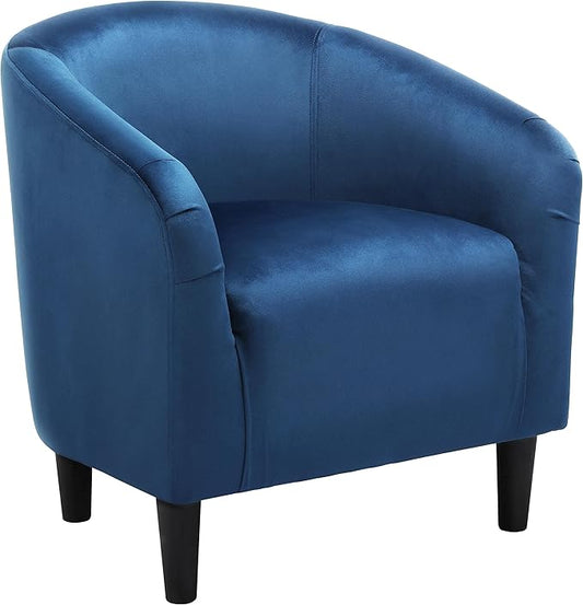 Yaheetech Club Chair, Velvet Accent Chair Upholstered Barrel Chair Sitting Chair with Armrest and Low Back for Living Room Bedroom, Pagoda Blue