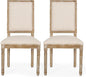 Christopher Knight Home Regina French Country Dining Chairs Set of 2, Wooden Dining Room Chair, High Back Kitchen Side Chair, Fabric Upholstered Armless Extra Seat, Beige and Natural