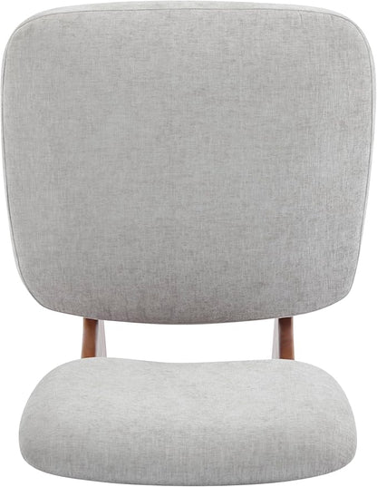 Christopher Knight Home Mores Low Profile Accent Chair Set of 2, Modern Living Room Armless Lounge Chair, Fabric Comfy Reading Chair for Bedroom, Wooden Frame and Thick Padded Seat, Walnut+Gray