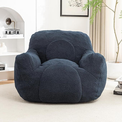 Furniliving Bean Bag Chair, Giant Bean Bag Chair Stuffed Floor Sofa for Adults Comfy Bean Bag Sofa with Back Support, Oversized Bean Bag Couch for Living Room Bedroom Dorm Office, Teddy, Dark Blue