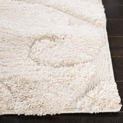 SAFAVIEH Florida Shag Collection Area Rug - 9'6" x 13', Creme & Creme, Scroll Design, Non-Shedding & Easy Care, 1.2-inch Thick Ideal for High Traffic Areas in Living Room, Bedroom (SG455-1111)