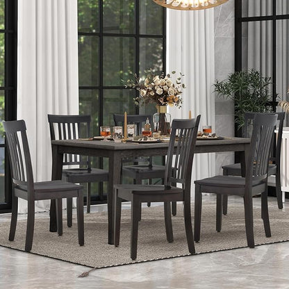 COLAMY Wooden Dining Chairs Set of 4, Spindle High Back Windsor Kitchen Side Chair, Farmhouse Dining Chairs for Kitchen and Dining Room, Dark Brown