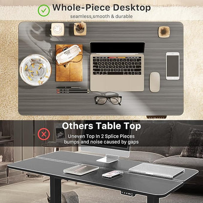 JOY worker Small Electric Standing Desk, 35" x 20" Whole Piece Height Adjustable Desk with Memory Controller, Grey Sit to Stand Desk Workstation for Home Office