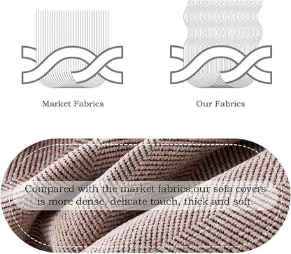 STACYPIK Thick Pink Geometric Sofa Covers for 2 Cushion Couch Reversible Herringbone Dogs Couch Covers Pet Scratch Couch Protector Blanket for Living Room Chenille Cushion Covers with Tassel-91X118IN