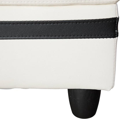 NicBex Sectional Couch 3 Pieces Sofa Set with Left Chaise PU Synthetic Leather L Shaped Cloud Couch for Living Room Furniture Sets with Storage Ottoman, Modular Sofa for Apartment, White+Black