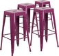 Flash Furniture Kai Commercial Grade 4 Pack 30" High Backless Purple Indoor-Outdoor Barstool