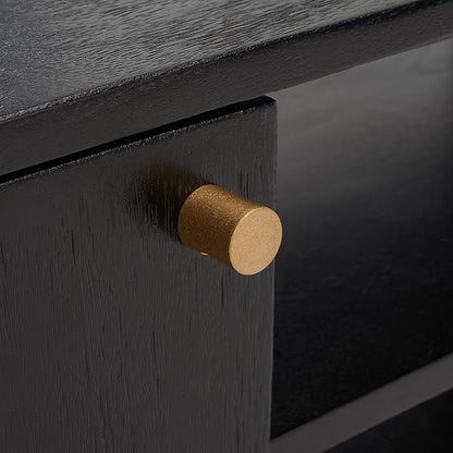 SAFAVIEH Home Collection Errington Black/Gold Accents Solid Wood 2-Shelf Media Stand