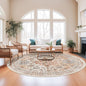 zesthome 8ft Round Rugs for Living Room, Non-Slip Washable Round Area Rugs, Ultra-Thin Large Circle Rugs, Soft Low Pile Rug for Bedroom, Kitchen - Vintage Stain Resistant Round Rug (Orange,8'x8')