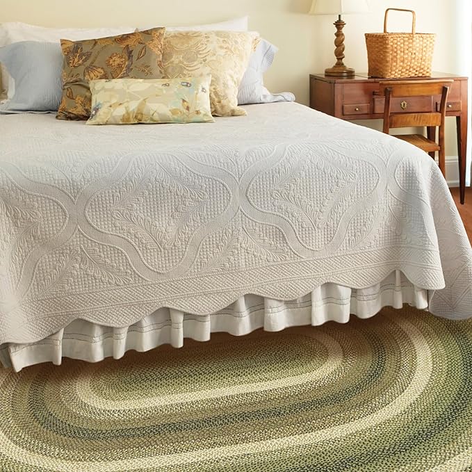 Homespice Pinecone Braided Oval Area Rugs 4x6' - Country Style Jute Braided Rugs for Bedroom and Living Room