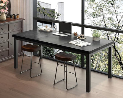 63 Inch Large Computer Desk, Gaming Long Desk with A Modern Design Wide Desk at Home, Perfect for Office Work, Studying, and Writing, Etc., Black.