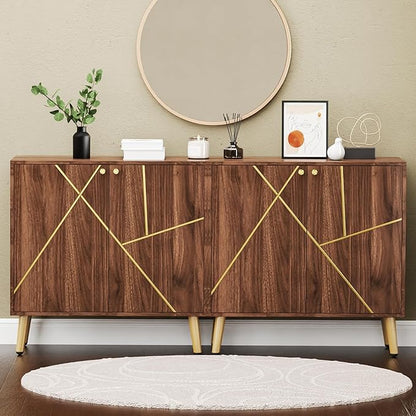 Storage Cabinet, Free Standing Buffet Cabinet, Morden Sideboard and Buffet Storage, Wood Accent Cabinet for Living Room, Hallway, Entryway (1, Brown)