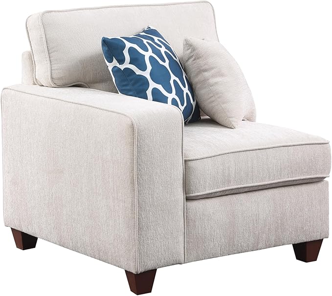 116" Convertible Sectional Couch with Movable Ottoman and 6 Throw Pillows,Chenille Upholstered Comfy Sofa 7 Seater,L-Shaped,Free Combination,Easy Assembly for Living Room,Apartment,Office,Beige