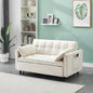 Ball & Cast Convertible Sofa Bed,Loveseat Sleeper Sofa W/Pull-Out Bed&2 Pillows,Convertible Pull Out Couch W/Adjustable Backrest&Side Pocket,Velvet Futon Couches for Living Room,Apartment,Beige,55"
