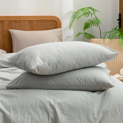 BESTOUCH Duvet Cover Set 100% Washed Cotton Linen Feel Super Soft Comfortable Chic Lightweight 3 PCs Home Bedding Set Solid Northern Droplet Grey Cal King