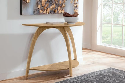 Martin Svensson Home LAX Half-Moon Sofa Console Table with Storage, Blonde