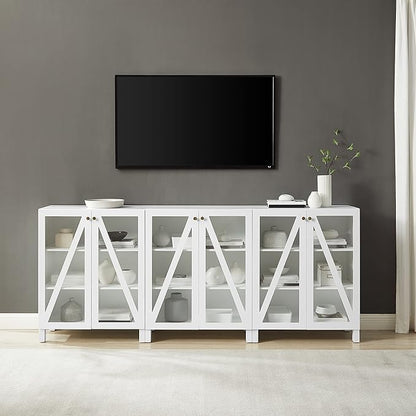 Crosley Furniture Cassai 3-Piece Entertainment Center TV Stand, Media Console, Vinyl Record Storage, White