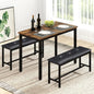 Rovibek Dining Room Table Bench Set for 4, Modern Space Saving Kitchen Table with with 2 Upholstered Benches & Adjustable Feet, Wooden Breakfast Table, 43", Brown
