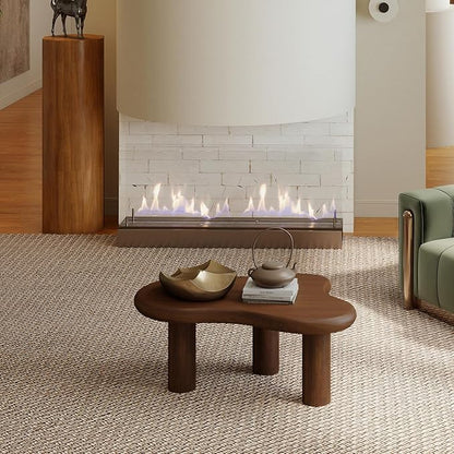 HollyHOME Cloud Coffee Table, Unique Design Accent Table for Living Room and Bedroom, Stylish and Functional Furniture Piece-Durable and Easy to Clean, Free Shape with 3 Legs, 33.9in, Dark Walnut