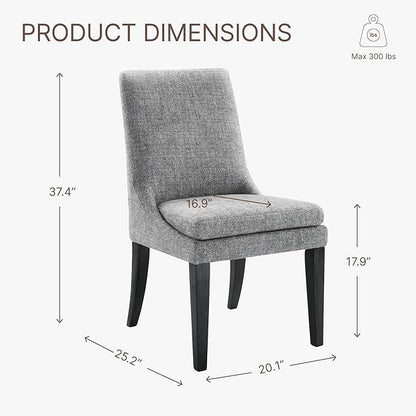 Upholstered Dining Chairs Modern Sidechair Performance Fabric High Back Armlesschair for Diningroom Kitchen,Dark Grey,Set of 4(2 Box)