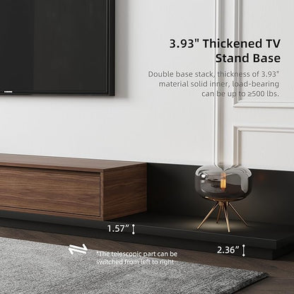 Mid-Century Modern Extendable TV Cabinet with 3 Drawers,TV Stand Adjustable from 78.7" to 130",Entertainment Center for Living Room,Walnut