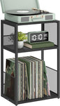 VASAGLE Record Player Stand, 3-Tier Side Table, Vinyl Record Storage up to 100 Albums, End Table for Living Room, Bedroom, Ebony Black ULET275B01