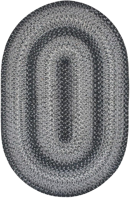 Flint Hill Grey Oval Braided Rug, 2x3' - Handmade with Jute, Warm Primitive Decor, Perfect for Bathrooms and Entryways - Reversible and Easy to Clean