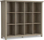SIMPLIHOME Acadian Bookcase - 57 inch Tall 12-Cube Solid Wood Storage Display Unit in Distressed Grey, Transitional Cube Organizer for Living Room or Office with Fixed Shelves and Tapered Legs