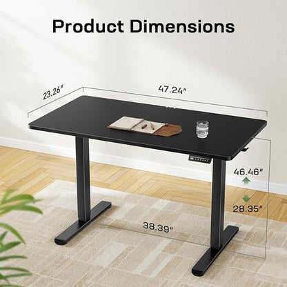 Marsail Electric Standing Desk with One-Piece Desktop,48 x 24 Height Adjustable Office Gaming Computer Desk with Deeper Tabletop,Home Office Stand up Desk with 4 Memory Presets, Table for Bedroom