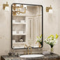24x30 Inch Black Matte Framed Bathroom Mirror for Wall, Rounded Corner Rectangle Vanity Mirror, Tempered Glass, Anti-Rust, Shatterproof (Horizontal/Vertical)