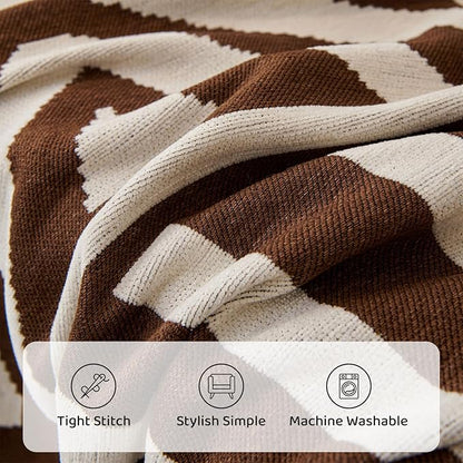 STACYPIK Boho Chocolate Beige Sofa Cover Anti-Slip Reversible Couch Cover for 2 Cushion Couch Soft Chenille Armchair Slipcovers L Shaped Cover for Sectional Furniture Protector for Kids Dogs-71X90IN