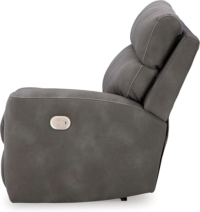 Signature Design by Ashley Next-Gen DuraPella Contemporary Faux Leather Modular Wall Hugger 3-Piece Power Reclining Sectional Sofa with Adjustable Headrest and USB Ports, Gray