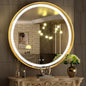 Hasipu 32 Round LED Mirror for Bathroom with Lights, Gold Circle Vanity Mirror for Wall, Metal Framed Frontlit Bathroom Mirrors Anti-Fog, Dimmable, 3 Colors Makeup Mirror Wall Mounted