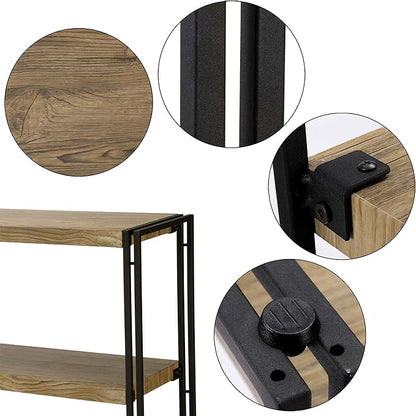 3 Tier Bookshelf Rustic Industrial Bookcase with Modern Open Wood Shelves, Sonoma Oak