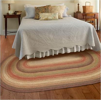 Homespice Gingerbread Jute Brown 8x10' Braided Oval Area Rugs for Living Room, Bedroom and Dining Room. Pet Friendly. Decor Styles- Farmhouse Rug, Rustic, Vintage, Primitive, Country, Boho Rug