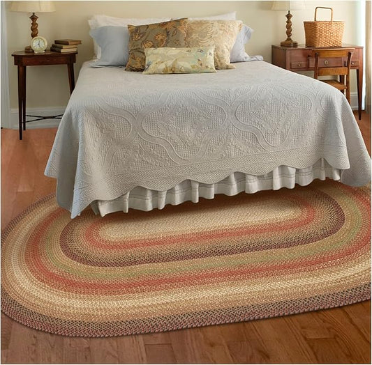Homespice Gingerbread Jute Brown 6x9' Oval Braided Rugs for Living Room, Bedroom Rug and Dining Room. Pet Friendly. Decor Styles- Farmhouse Rug, Rustic, Vintage, Cottage, Primitive, Country, Boho Rug