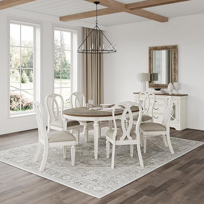 Signature Design by Ashley Realyn French Country Ribbon Back Dining Chair, 2 Count, Chipped White