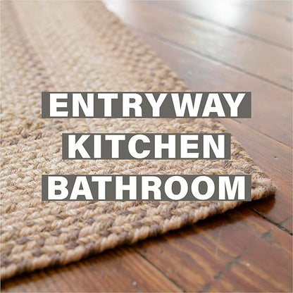 Homespice Cookie Dough Jute Braided Kitchen Rugs 27x45 - Country Style Small Brown Rug for Rustic Decor