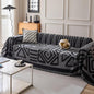 HANDONTIME Boho Geometric Couch Covers for Sofa Pet Friendly Dark Grey and Black Sofa Covers Washable Chenille Couch Blanket Cover for 2 Cushion Couches Pet Protector Furniture Cover Soft, 71" X 102"