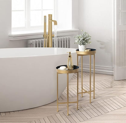 Kate and Laurel Celia Modern Side Table, Set of 2, Navy Blue and Gold, Sophisticated End Tables for Storage and Display