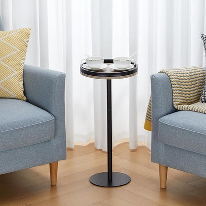 Round Drink Table,Small Pedestal Table,Small Round Side Table for Narrow Spaces,Martini Table for Living Room, Bedroom, Bathroom,Balcony (Oak)