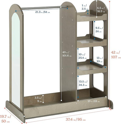 ECR4Kids Dress Up Center with Mirror, Costume Organizer, Grey Wash