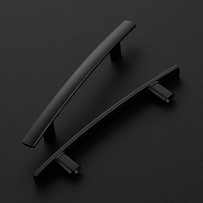 10 Pack Cabinet Handles 3.75" Hole Center - Curved Cabinet Pulls Black Drawer Pulls for Kitchen Cupboard Solid Hardware for Dresser Drawer Arch Hardware