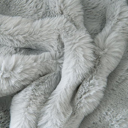 VM VOUGEMARKET Thick Faux Rabbit Fur Couch Cover 1-Piece Non-Slip Warm Soft Cozy Sofa Covers,Fluffy Plush Sofa Slipcover Furniture Protector for Kids,Pets(Grey,71" x 118")