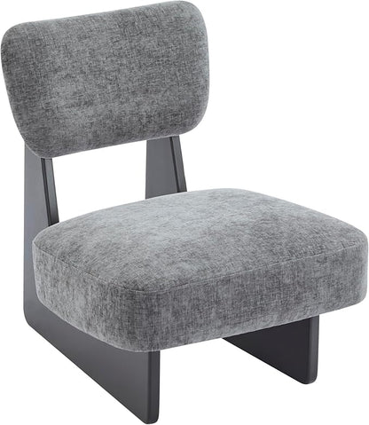 Christopher Knight Home Mores Low Profile Accent Chair Set of 2, Modern Living Room Armless Lounge Chair, Fabric Comfy Reading Chair for Bedroom, Wooden Frame and Thick Padded Seat,Black+Charcoal Gray