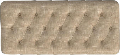 HomePop Home Decor | Tufted Ainsley Button Storage Ottoman Bench with Hinged Lid | Ottoman Bench with Storage for Living Room & Bedroom, Light Tan Textured Solid