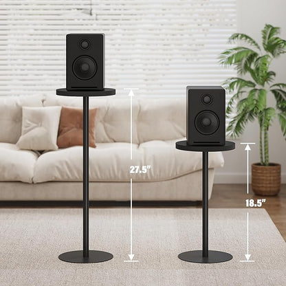 TUTOTAK Tall Round Side Table, Small End Table, Set of 2, Beside Table, Drink Table, Pedestal Side Table, livingroom, Black TB01BK0652