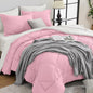 HEVUMYI Full Comforter Set - 7-Piece All Season Bed in a Bag Full, Ultra Soft Bedding Set with Comforter, Flat Sheet, Fitted Sheet, Pillowcases, Pillow Shams, Pink & Ivory