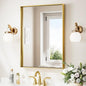 Keonjinn Brushed Shiny Gold Bathroom Mirror 22 x 30 Inch, Rectangle Gold Vanity Mirror for Wall, Aluminum Alloy Metal Framed, Modern Farmhouse, Square Corner, Brass Mirrors for Over Sink